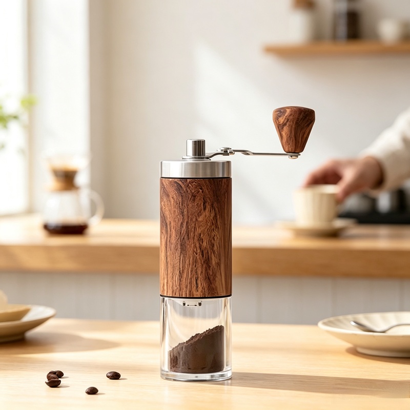 Burr Hand Grinder - Penggiling Kopi Manual Berbahan Kayu, Penggiling