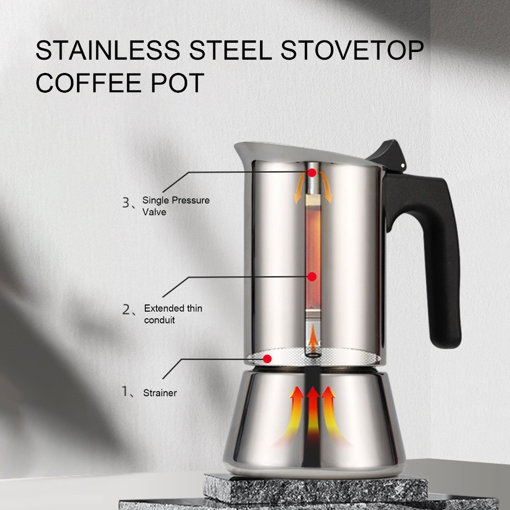 Moka Pot Stove - Panci Moka Stainless Steel Kapasitas Besar