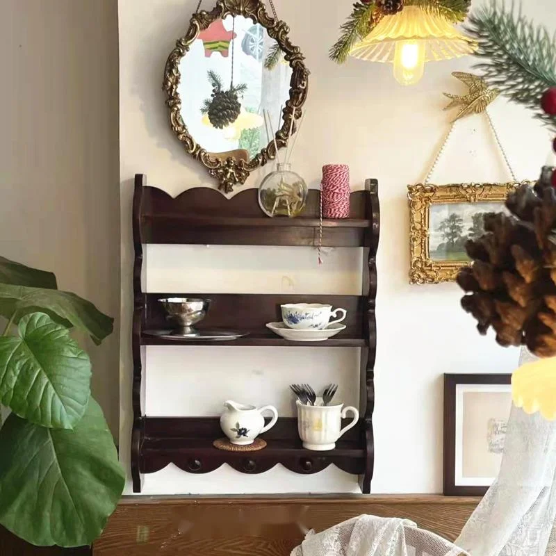 Rak Dinding Kayu Solid Retro R - Coffee Tea Images ulasan dan harga