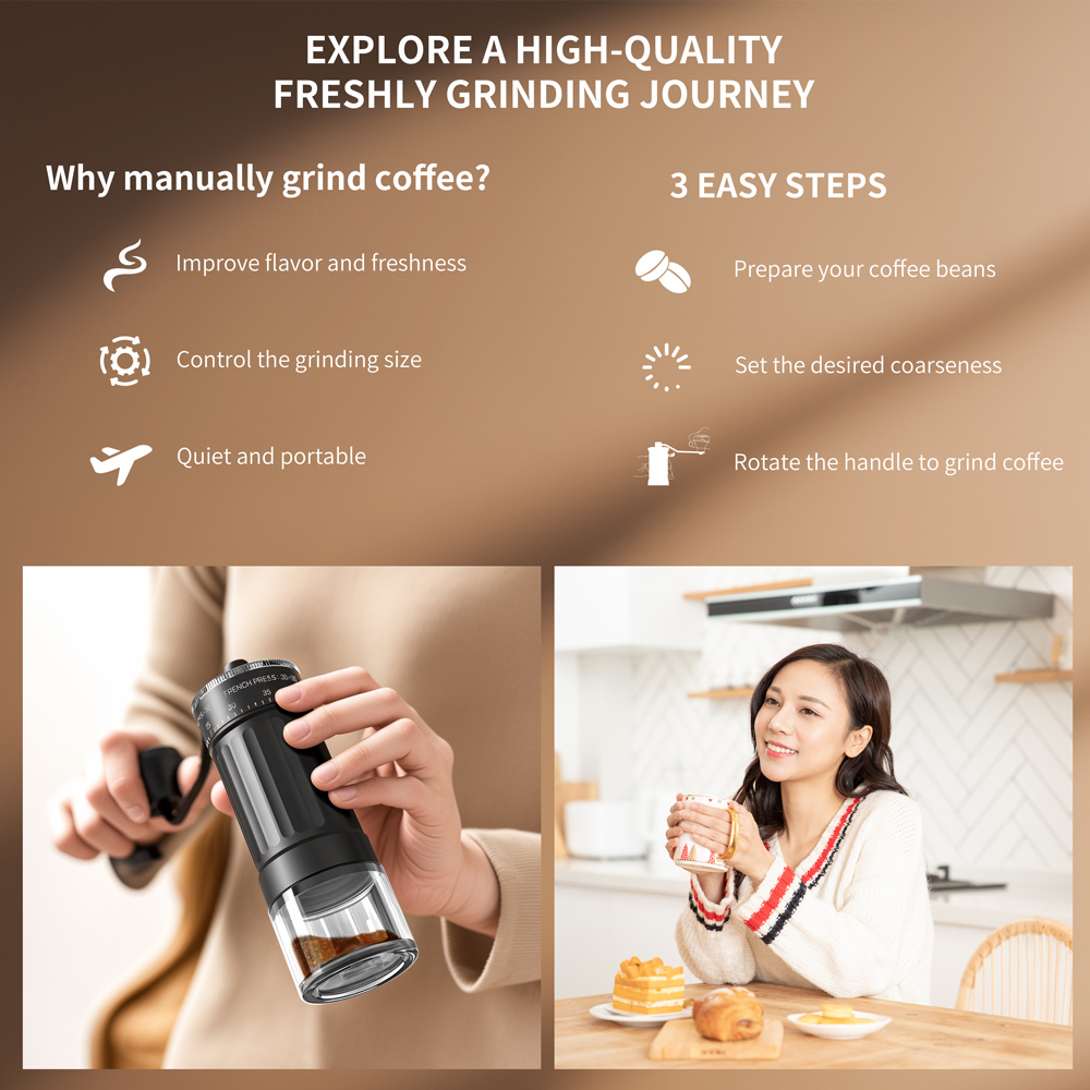 Penggiling Kopi Manual Portabe - Burr Hand Grinder ulasan dan harga